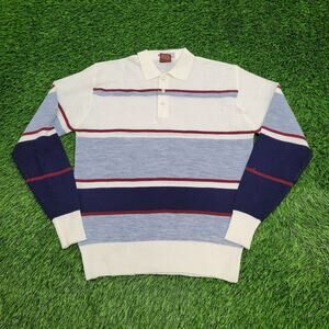 Vintage 80s MOD Striped Collared Sweater S/M 20x25 Cropped Light-Weight